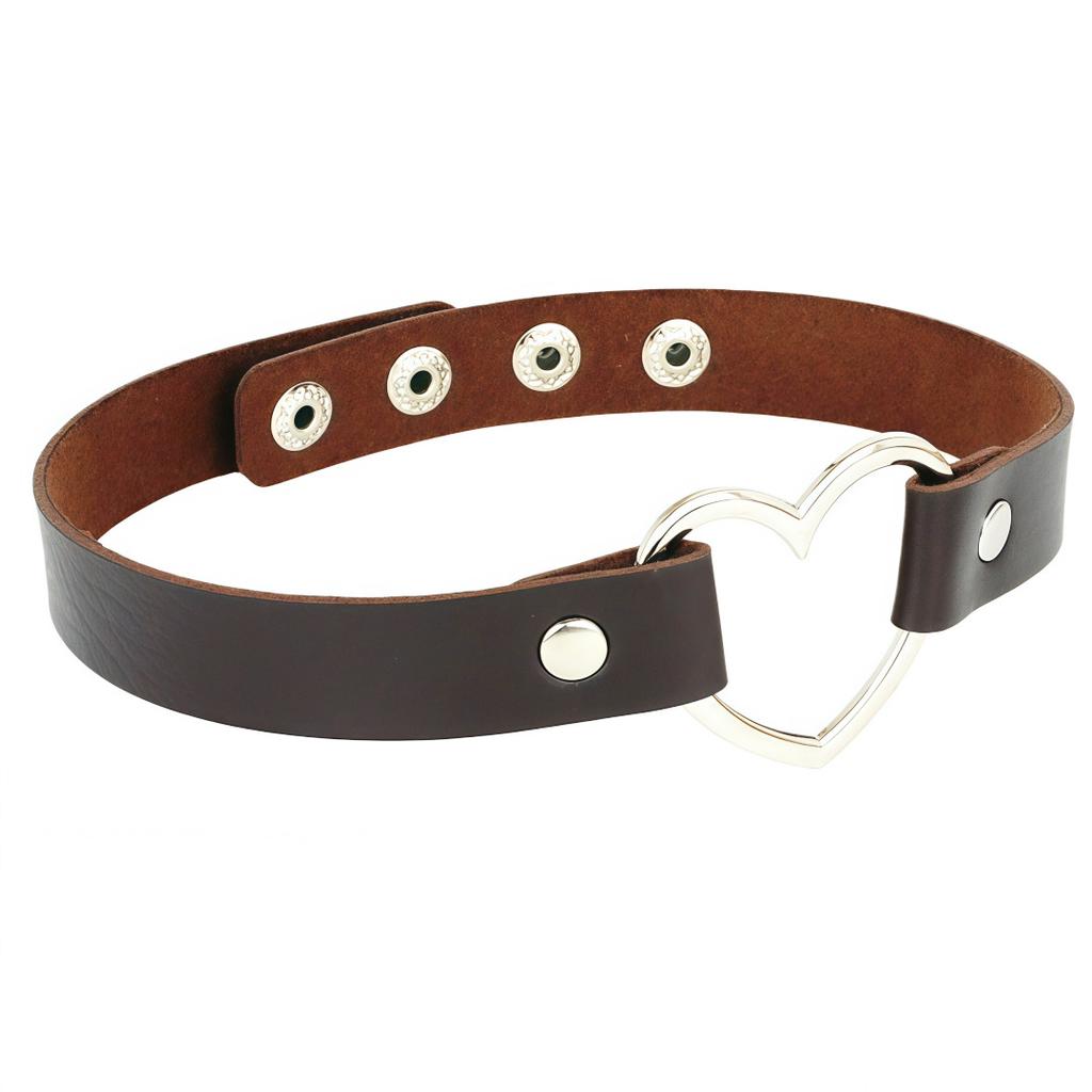 Eco-friendly PU Leather Four-buckle Harajuku Punk Style Love Collarbone Chain Peach Heart Collar Neck Strap Women's Necklace Choker Neck Chain