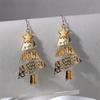 Gold and Silver Color Christmas Tree Earrings Metal Pendant Hoop Drop Earring For Women Ear Hook Fashion Party Accessories Gifts