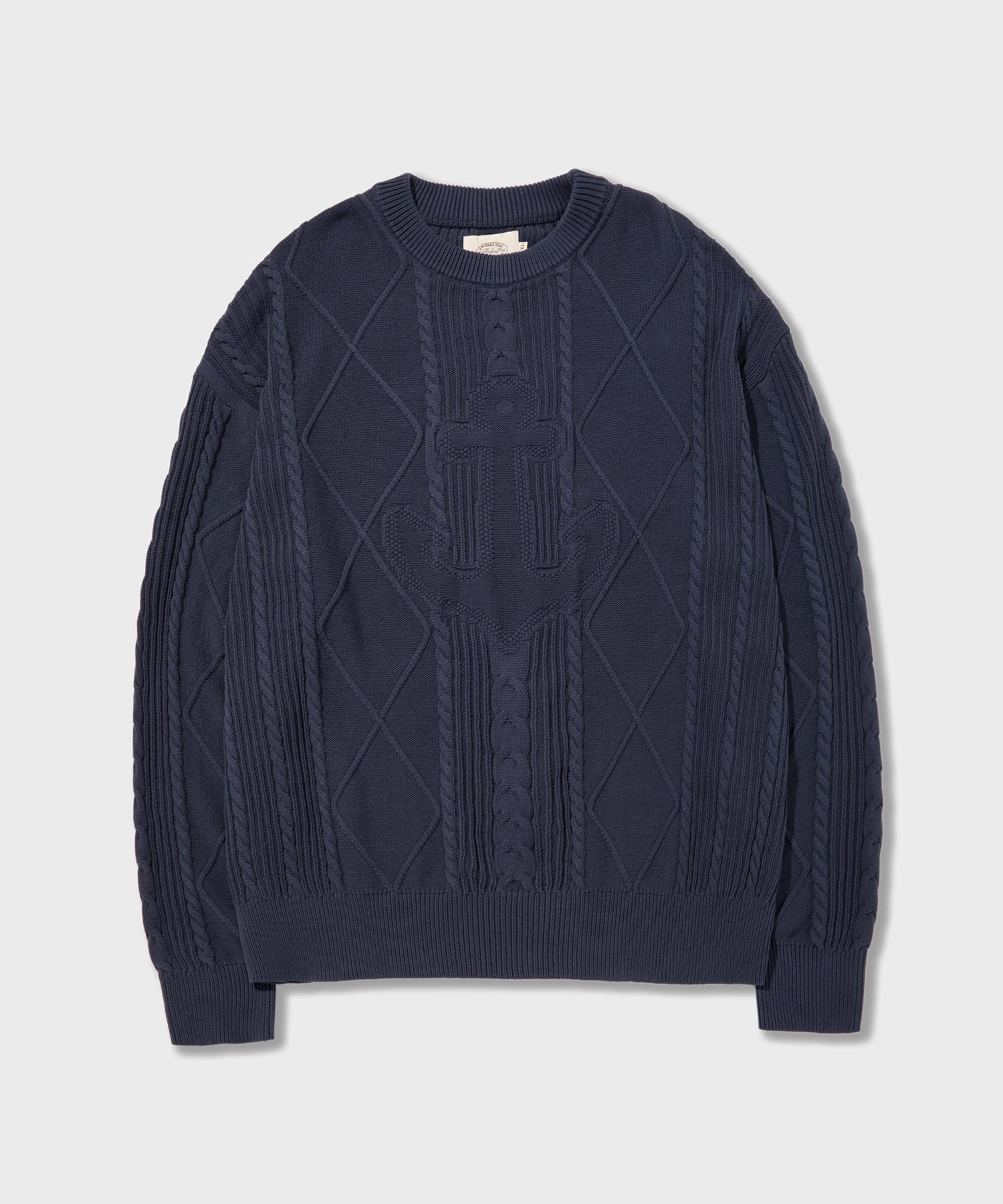Amphist Seaman Washed Cotton Knit Washed Navy Medium