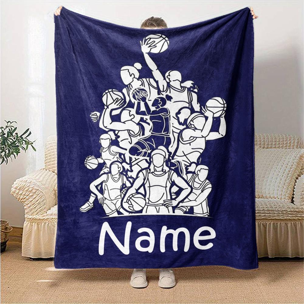 Custom Name Basketball Theme Printed Blanket - Perfect for Couch, Bed, Travel & Outdoor Use | Machine Washable, Cozy & Durable.