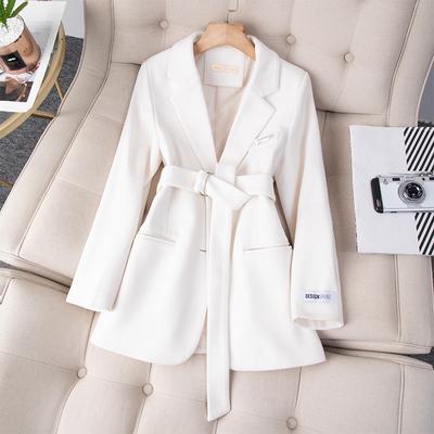 New Autumn and Winter White Woolen Coat, Mid-length Suit Collar, Korean Style Simple Slim Woolen Top