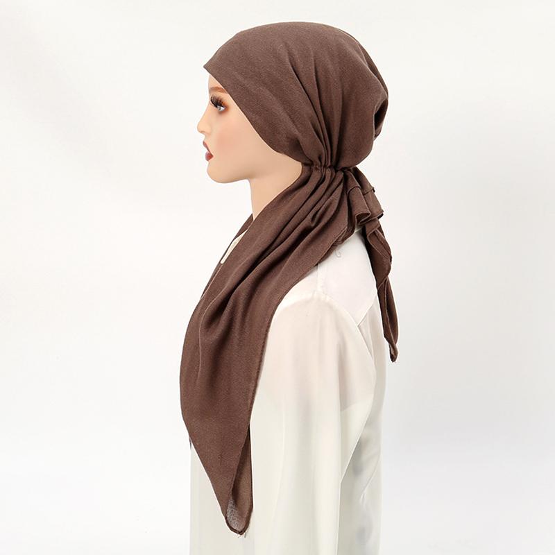 1 szt. Hidżab Szalik na głowę Damski Wrap Muzułmański Jednolity kolor Zakrycie Wypadanie włosów Rak Chemioterapia Czapka Turban