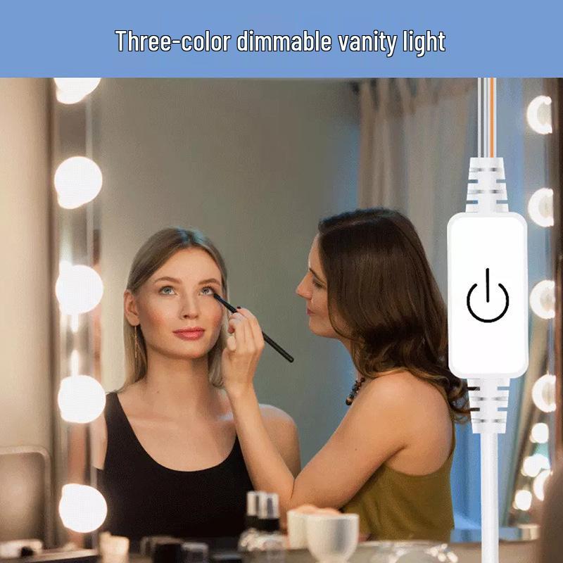 Three-Color LED Hollywood Makeup Mirror Lights with Bulbs