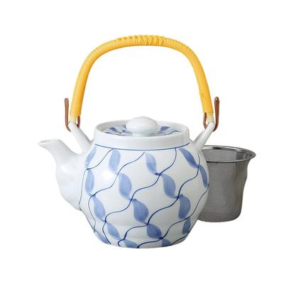 Ale-net Teapot, 14.9 X 14 Cm, 1380cc, Mesh Pattern, Size 8 (with Stainless Steel Tea Strainer), Porcelain, Stylish