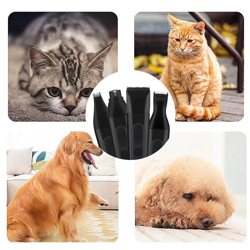 4 In 1 Pet Hair Clipper Grooming Machine Clippers For Trimming Hair Around Paws Ears Professional Haircut Nail Grinder For Dogs Cats