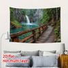 2D Turquoise River Waterfall Tapestry Nature Scenery Photography Background