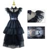 Adams Family Wednesday Dance Dress Cosplay Costume Gothic Long Dress Halloween Role Play Outfit