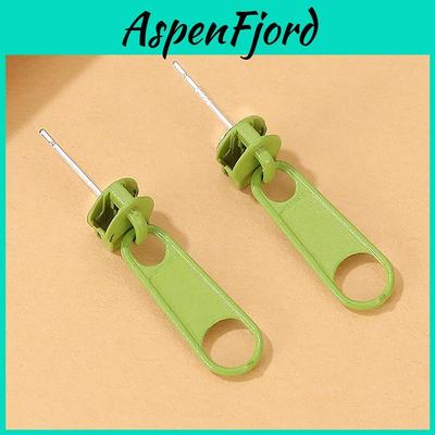 Trending Colorful Zipper Earrings For Women Geometric Alloy Plated Fashion Jewelry