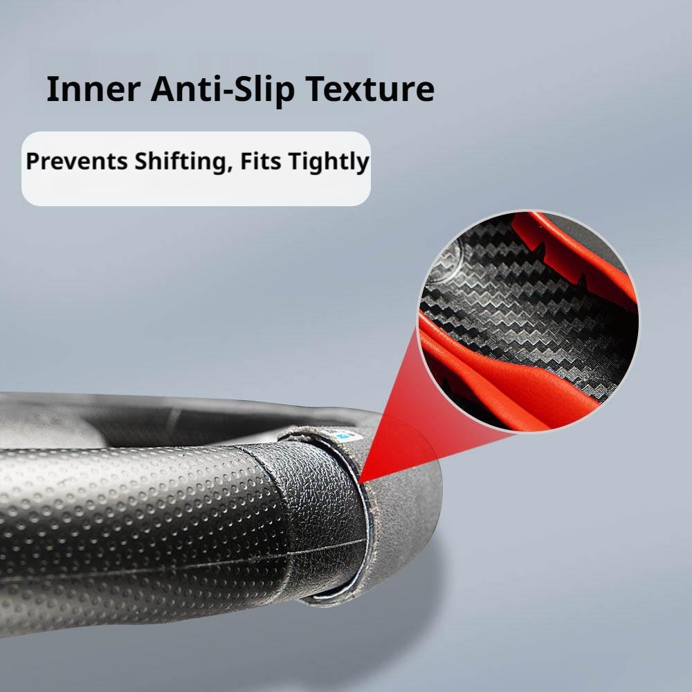SEAMETAL 3Pcs Universal Car Steering Wheel Cover Premium Leather Ultra-Slim Fit Non-slip Flexible Collocation Protection Cover