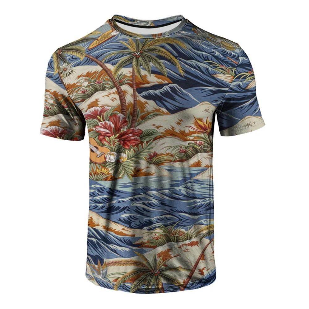 Mens Colorful Graffiti Pop Art Print T Shirt Casual Crew Neck Short Sleeve Streetwear Graphic Tops