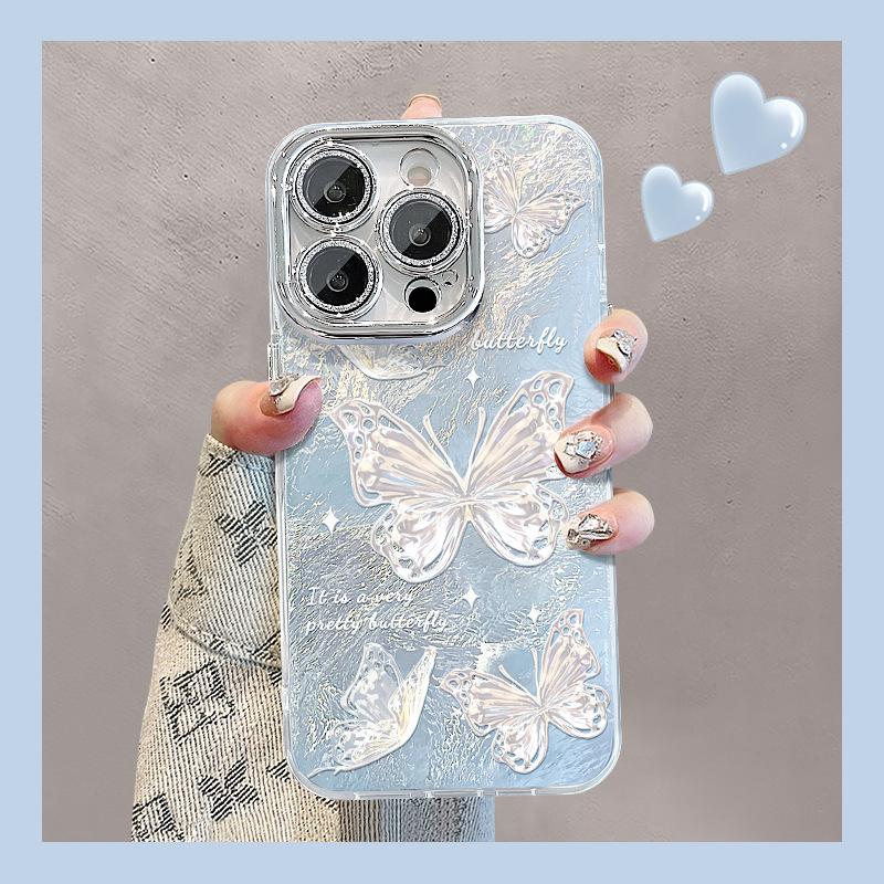 Super Fairy Butterfly Is Suitable for Apple 16pro Phone Case 15, Full Cover Lens Film 14, Glacier Pattern 13, Spring/summer 12/11, Female