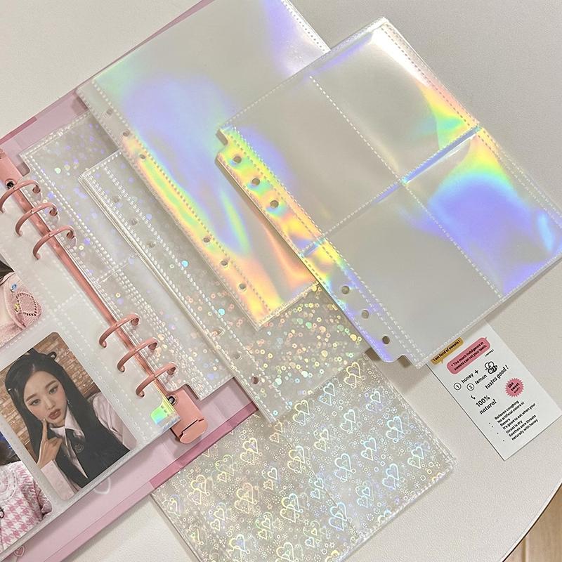 10PCS A5 Binder Inner Page Laser Photo Cards Holder Filler Paper Photo Album Loose-leaf Photo Sleeve Kpop Photo Binder Paper