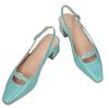 Slingback Medium Heels Pumps Shoes Woman 2026 Elegant Close Toe Black Blue Red Nude Heeled Office Wedding Shoes Ladies Sandals