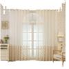 Embroidered Leaf Sheer Curtain Panel Modern Minimalist Window Treatment Living Room Dining Bedroom