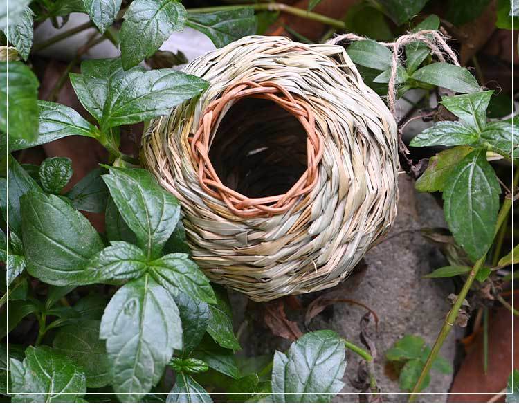 Grass Woven Circular Bird's Nest Outdoor Hanging Decorations Hand Woven DIY Creative Gardening Decoration Bird Cage