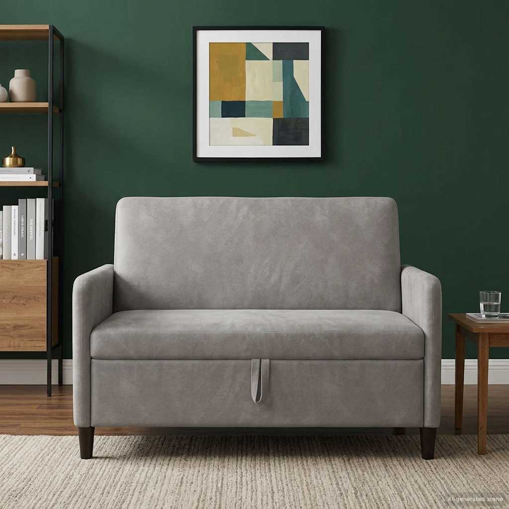 Storage Sofa Light Grey 122 x 78 x 87 cm Polyester