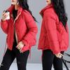 Korean version of fashion lingge literary and artistic loose plus size short down cotton jacket women's 2025 stand-up collar thickened padded jacket