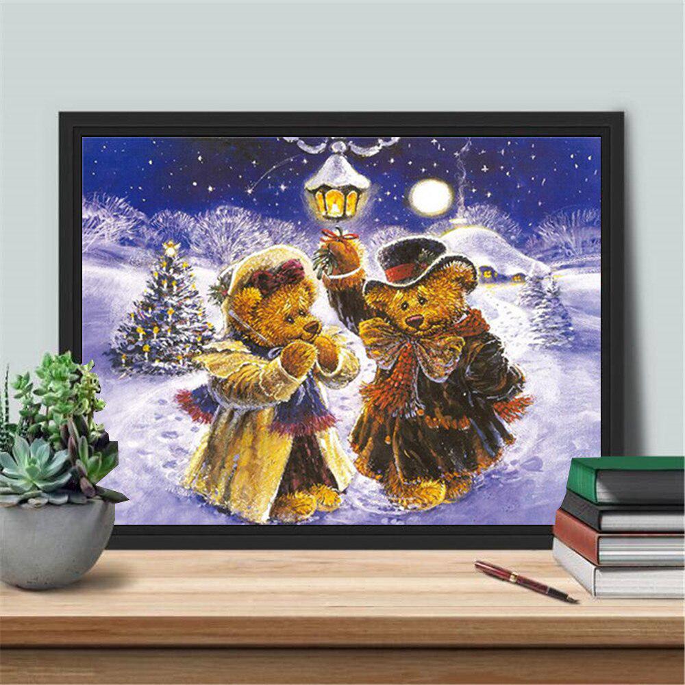 5D Diamond Painting Bear Craft Kit Full Drill Square Diamond Embroidery Winter Mosaic Animal Christmas Gift