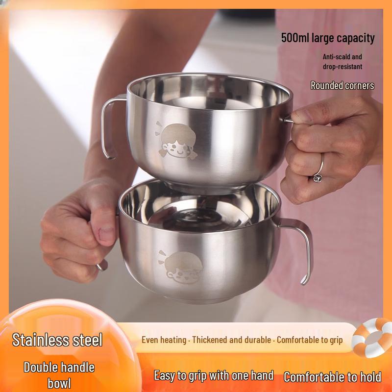 ZISIZ Cartoon Insulated Stainless Steel Baby Bowl