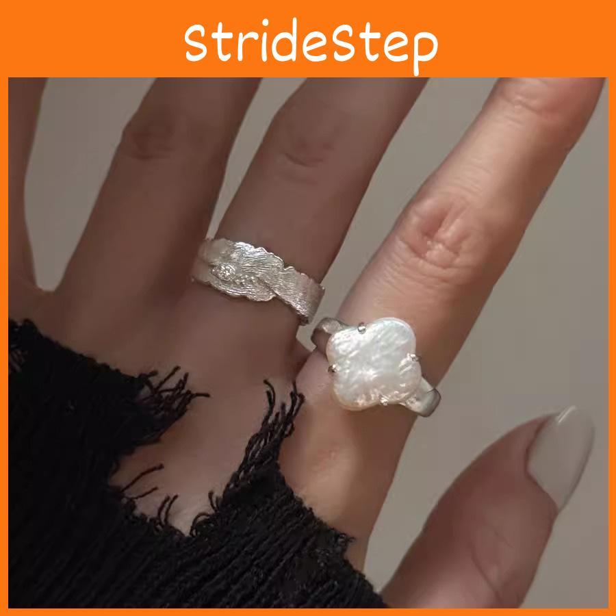 Copper Fashionable Ring For Women With Irregular Pearl And Aesthetic Contemporary