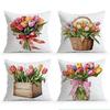 Tulip Cushion Pillowcase Printed Polyester 40/45/50cm Throw Pillowcover Decorative Sofa Cushion Pillowslip Home Decor