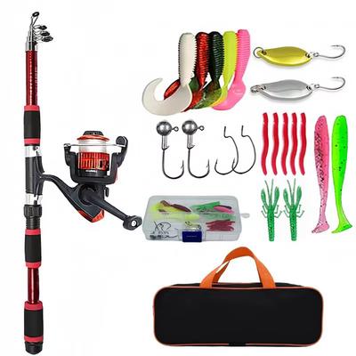 Angelruten-Set Komplettsets Mit Teleskop-Angelrute Und Angelrolle Ködern Haken Reise-Ruten-Set