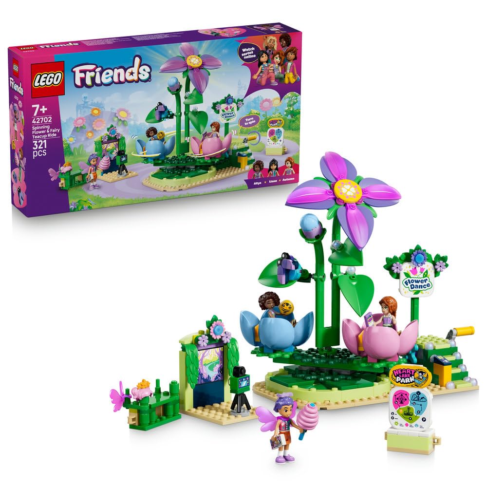 LEGO Friends Spinning Fairy Teacups Toy - Birthday Present, Building Blocks, for Girls, Boys, Children Ages 7, 8, 9, Elementary School Students, Flowe