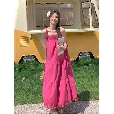 Dopamine Wears a Suspender Dress In Summer, the New Mori Sweet Seaside Vacation Loose Dress