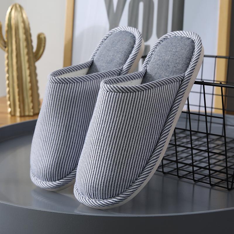 Cotton Slippers Men's Winter Warm Wear-resistant Home Couple Home Soft Bottom Indoor Floor Cotton Slippers Men's and Women's Autumn and Winter