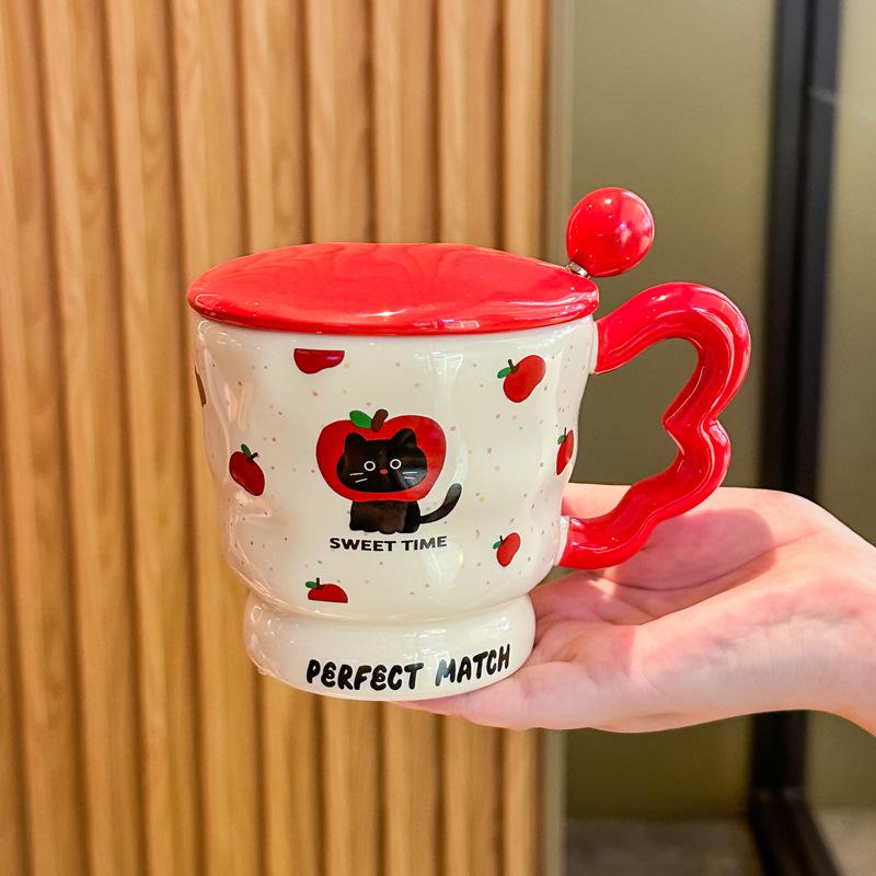 Birthday Gift for Girls Best Friend Creative Cat Ceramic Mug with Lid Teacher Classmate Souvenir Gift Box