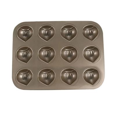 12 Cavity Chestnut Shaped Cake Pan Carbon Steel Non Bakeware for Oven Baking Pastry with Heat Resistant Coating