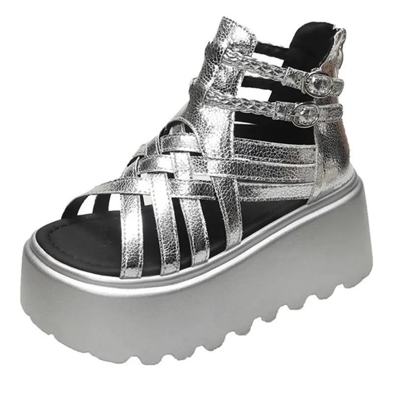 7cm High Women's Platform Sandals Soft-soled Lightweight Thick-soled Sports Sandals Fashion Roman Style Thick Heel Women's Shoes