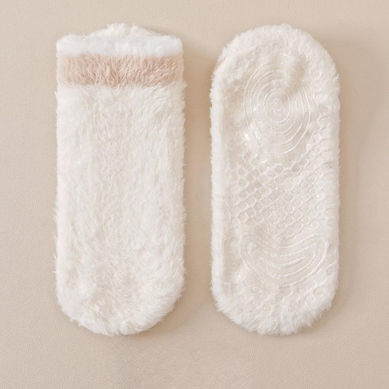 Winter and Autumn Thick and Warm Floor Socks - Synthetic Felt Short Sleeve Anti-Slip Socks In Colorful Design - Non-Fluffy and Suitable for Sleeping