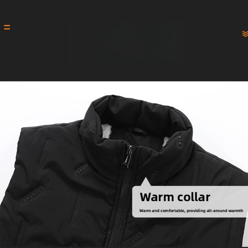 Herren Übergröße Daunen Baumwolle Weste Herbst Winter Warme Weste Fleece Partner Outfit Neu Lässige Ärmellose Jacke