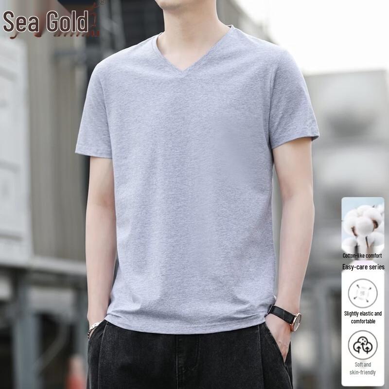 

Men s V-Neck Cotton Blend Short Sleeve T-Shirt L