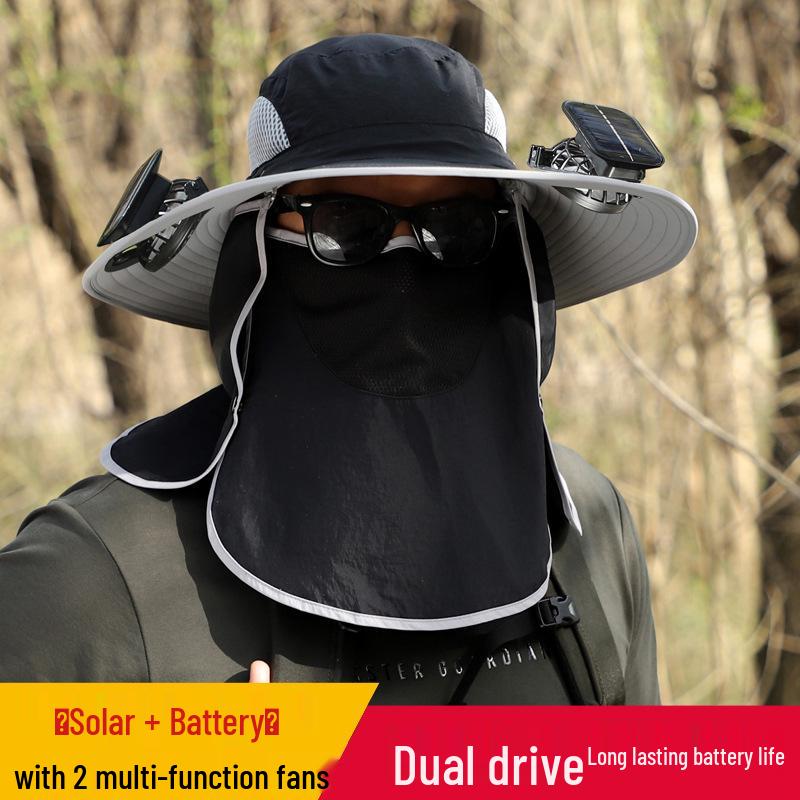 Men's Solar-Powered Cooling Hat with Detachable Fan for Outdoor Work