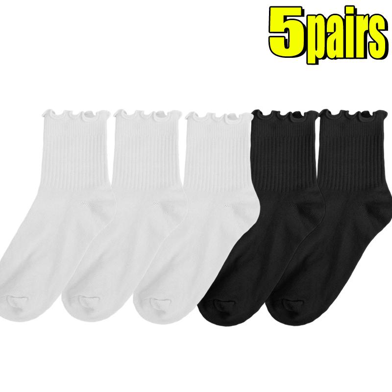 2-20pcs Women Spring and Autumn Stocking Pure Cotton Edge Stacked Socks Ins Trendy White Non Legging Sweating Socks