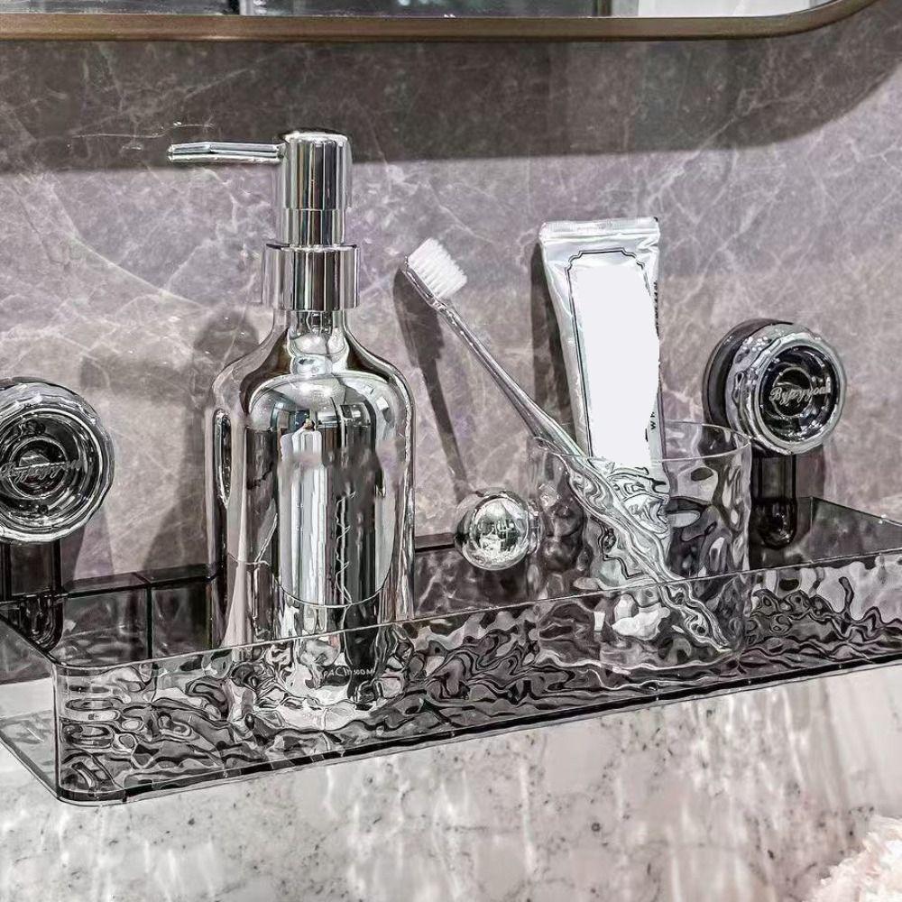 Vattentät Sugkoppsförvaringshylla Avtagbar Transparent Väggmonterad Hylla Stor Kapacitet Utan Hål Hemförvaringsorganisatör