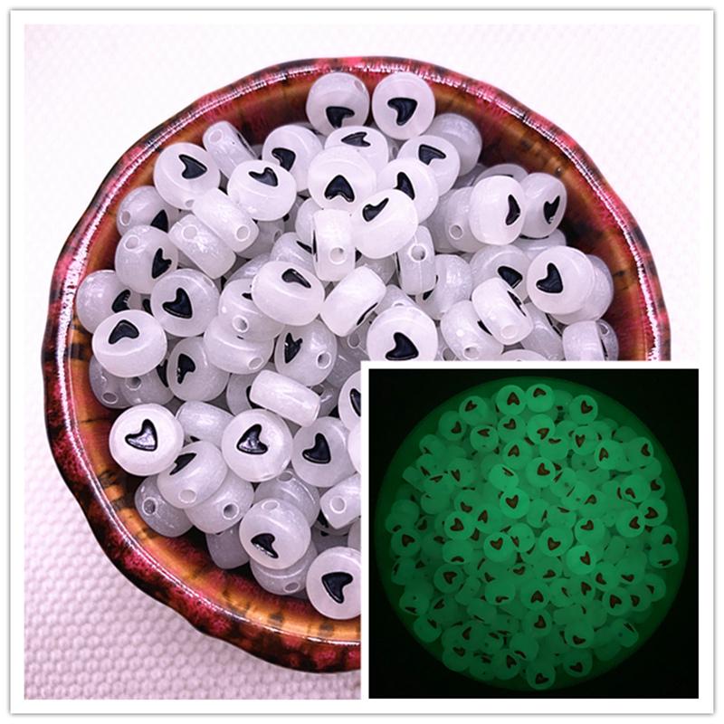 New 100pcs 6X6mm 7x4mm Spaced Acrylic Round Beads Love Heart Shape Beads for Jewelry Making DIY Charms Handmade Bracelet