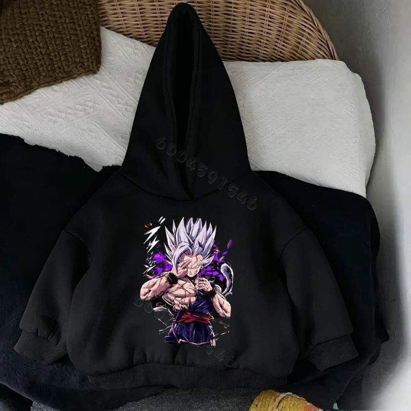 Autumn Children's Casual Hooded Sweatshirt with Dragon Ball Cartoon Pattern - Comfortable and Breathable Boys' and Girls' Coat