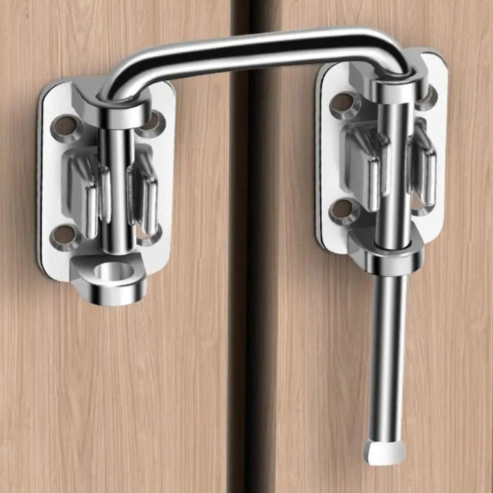 Stainless Steel Door Lock No-drill Safety Barrel Bolt Non Perforated Buckle  Bathroom Doors