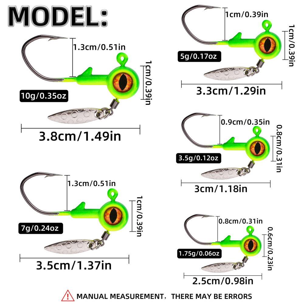 Anti-Snagging Soft Lead Head Jig Hook with Weight 1.75g-7g for Lure Fishing Ocean Beach Use