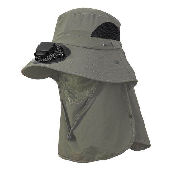 Solar Fan Hat Outdoor Wide Brim Sun Hat with Solar Powered Fan Summer UV Protection Bucket Hat with Face Guard for Golf Hiking Fishing