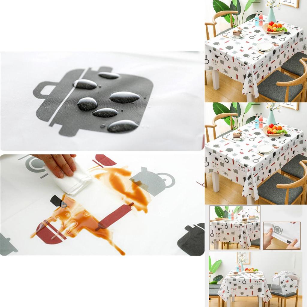 Elegant Cartoon Peva Tablecloth For Home Dining With Oilproof And Waterproof Protection