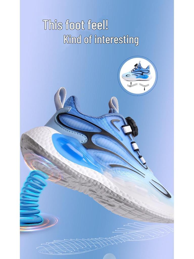 Spring/Autumn 2025 Boys' Breathable Non-Slip Spin Buckle Running Shoes