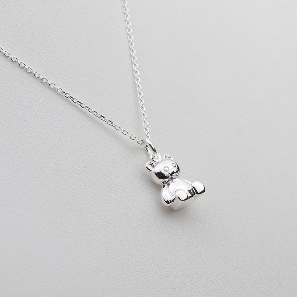 Chubby teddy bear silver necklace