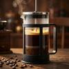 Piston Infuser 800 Ml Silver Glass Jug For Coffee And Tea Ø9 Cm