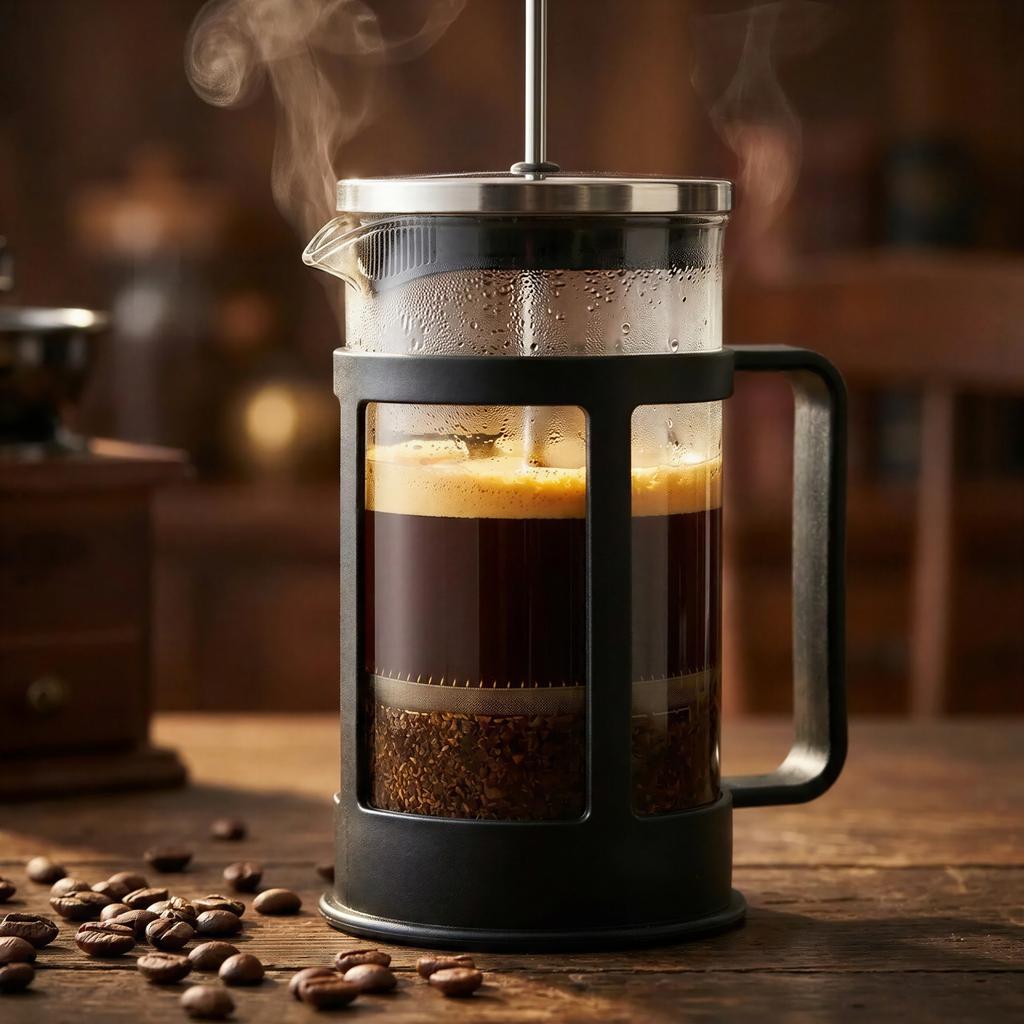 Piston Infuser 800 Ml Silver Glass Jug For Coffee And Tea Ø9 Cm