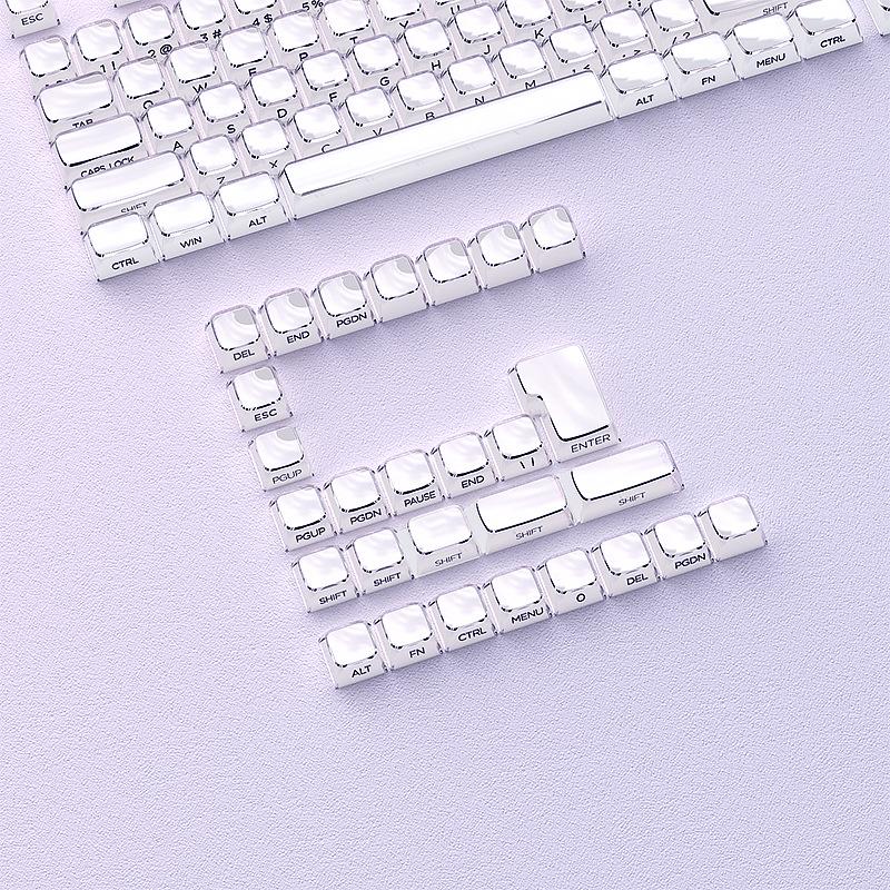 Jelly Texture Keycaps Set: Side-Engraved MDA Profile, 132 Keys, Transparent Outer Layer, Solid Color Inner Layer