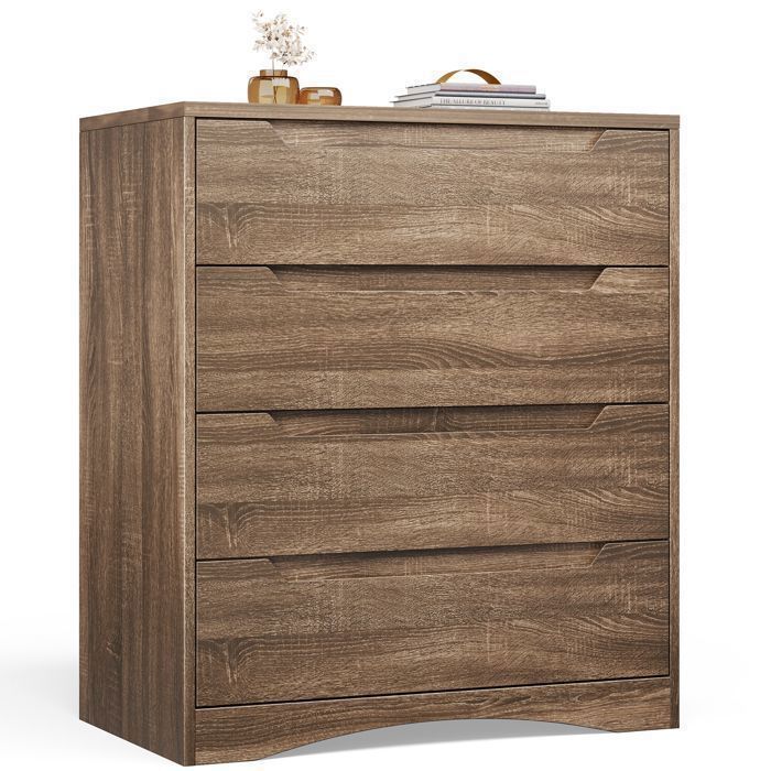 Commode 4 Tiroirs - Bealife - Commode De Chambre - Marron - 71 X 41 X 82 Cm